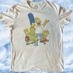Woman's size medium- The Simpsons white t-shirt. Featuring the whole Simpson fam